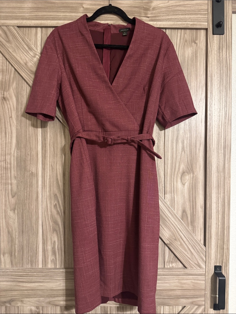 Ann Taylor Dusty Mauve Wrap-Style Midi Dress